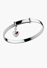 nice petite silver heart charm January birthstone baby bracelet